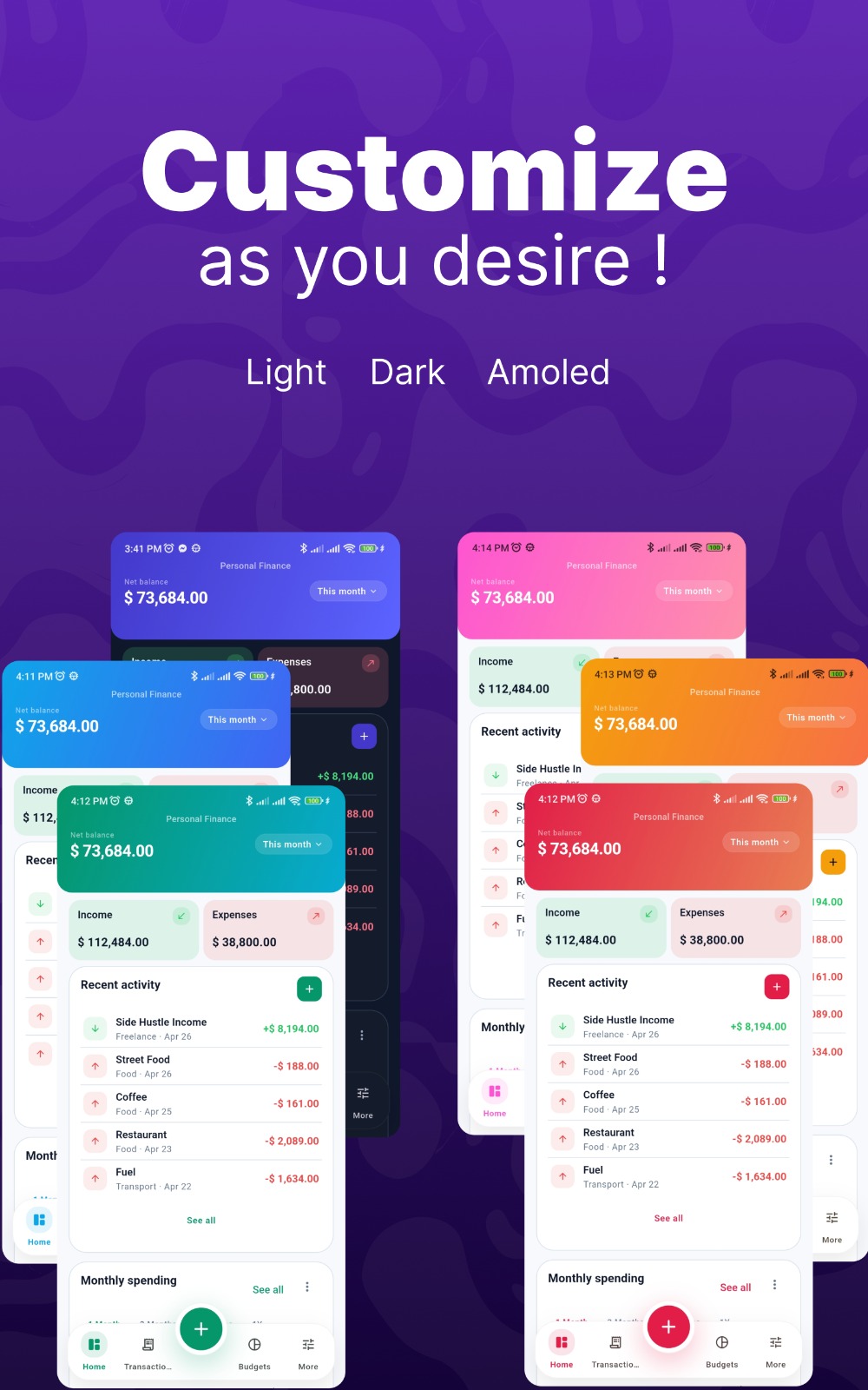 Customizable themes